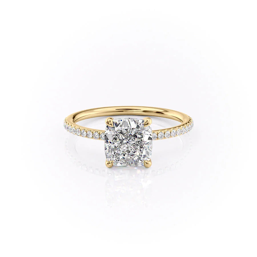 The Pave Cecelia Set With Cushion Pave Lab Diamond 1 Carat 14K Gold#material_14k-gold