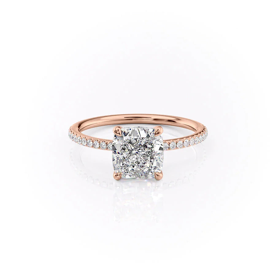 The Pave Cecelia Set With Cushion Pave Lab Diamond 1 Carat 14K Rose#material_14k-rose