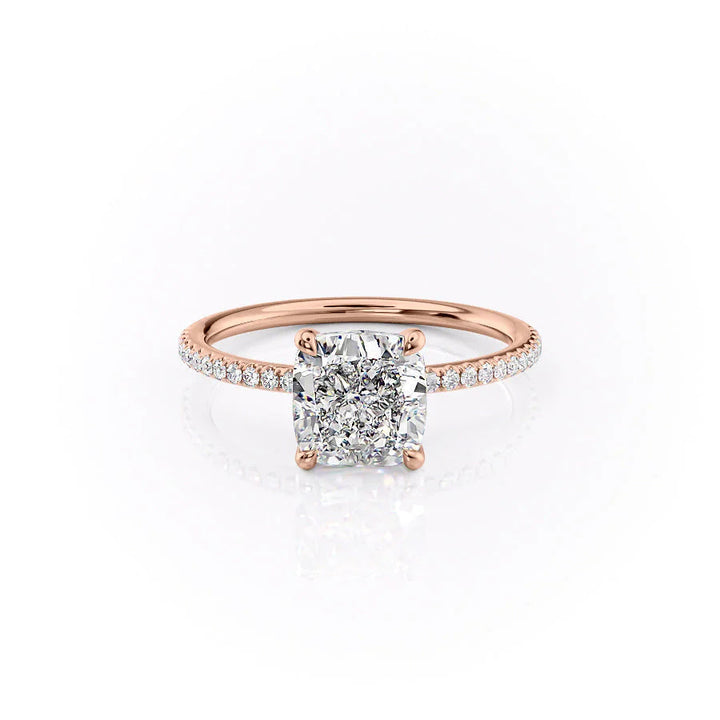 The Pave Cecelia Set With Cushion Pave Lab Diamond 1 Carat 14K Rose#material_14k-rose