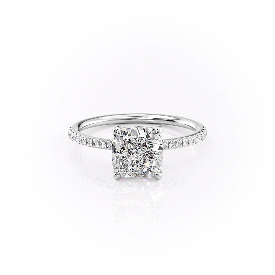 The Pave Cecelia Set With Cushion Pave Lab Diamond 1 Carat 14K White#material_14k-white