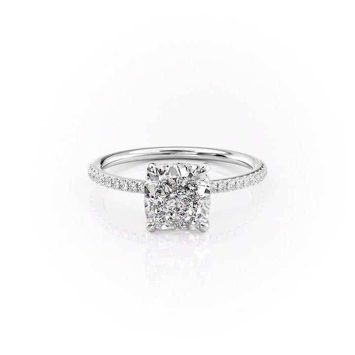 The Pave Cecelia Set With Cushion Pave Lab Diamond 1 Carat 14K White#material_14k-white