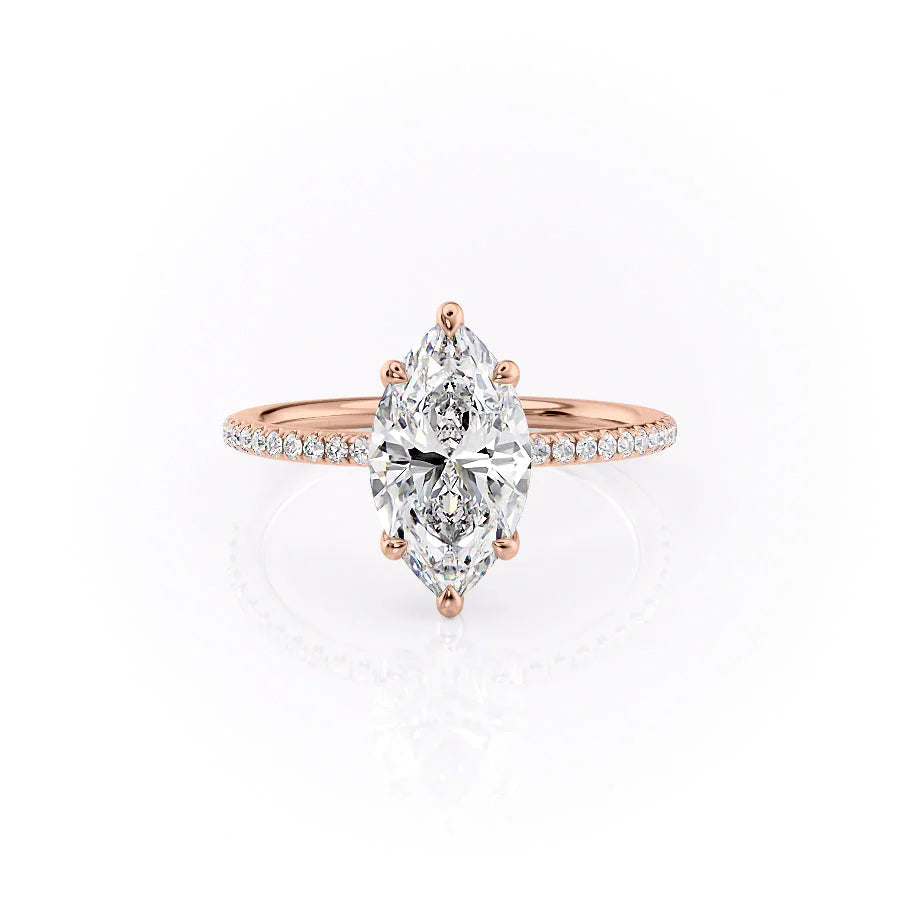 The Pave Cecelia Set With Marquise Pave Lab Diamond 1 Carat 14K Rose#material_14k-rose