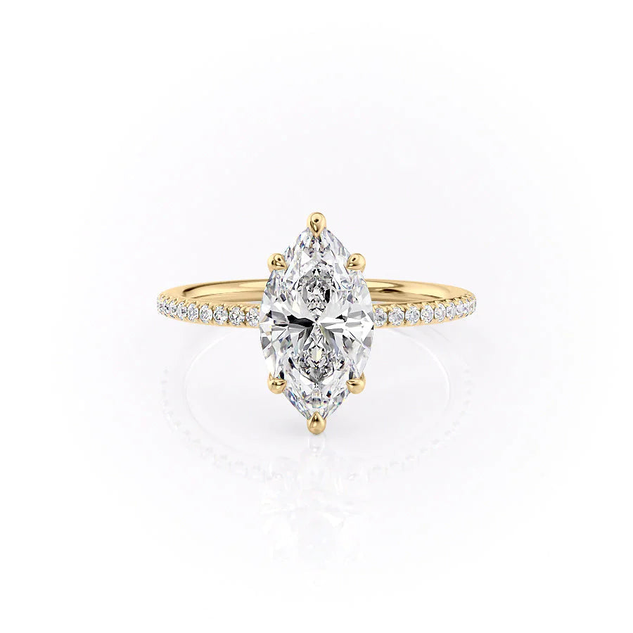 The Pave Cecelia Set With Marquise Pave Lab Diamond 1 Carat 18K Gold#material_18k-gold