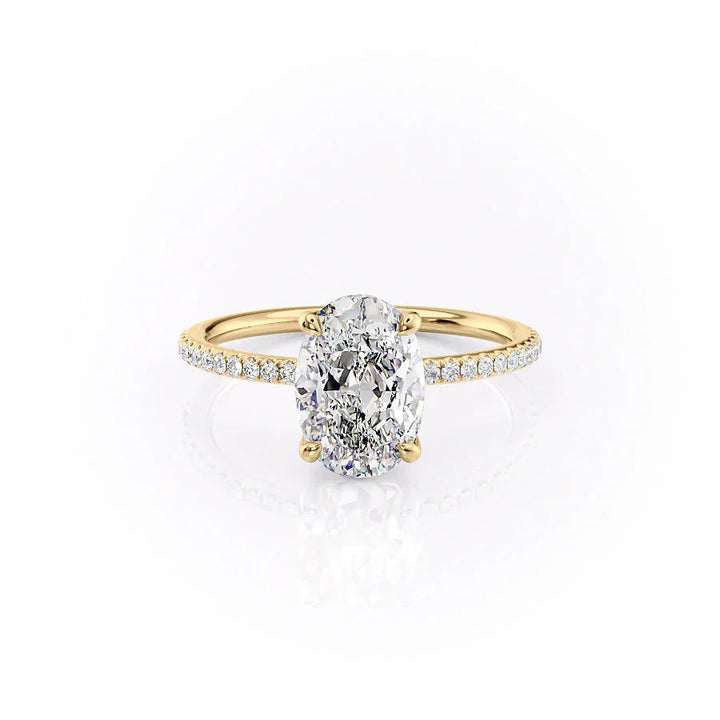 The Pave Cecelia Set With Oval Pave Lab Diamond 1 Carat 14K Gold#material_14k-gold