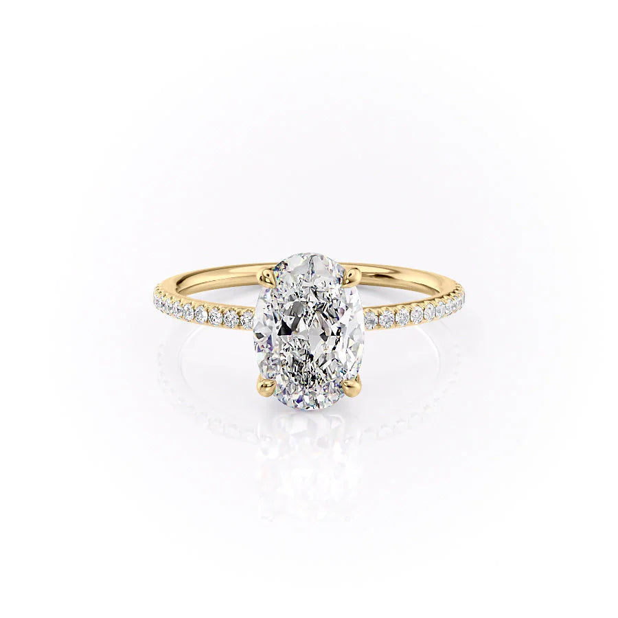 The Pave Cecelia Set With Oval Pave Moissanite#material_14k-gold