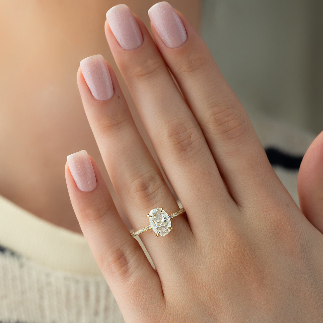 The Pave Cecelia Set With Oval Pave Moissanite#material_14k-gold