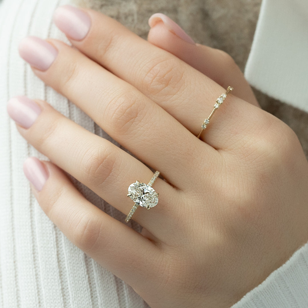 The Pave Cecelia Set With Oval Pave Lab Diamond 2 Carat 14K Gold#material_14k-gold