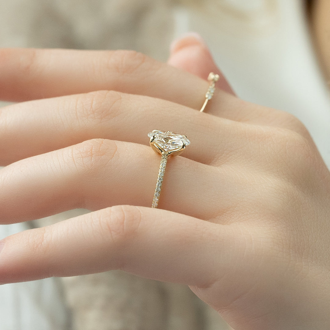 The Pave Cecelia Set With Oval Pave Moissanite#material_14k-gold