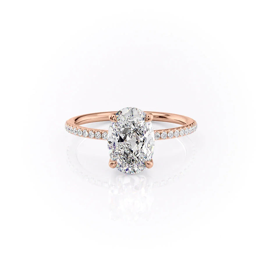 The Pave Cecelia Set With Oval Pave Lab Diamond 1 Carat 14K Rose#material_14k-rose