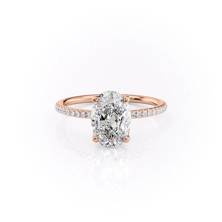 The Pave Cecelia Set With Oval Pave Moissanite#material_14k-rose