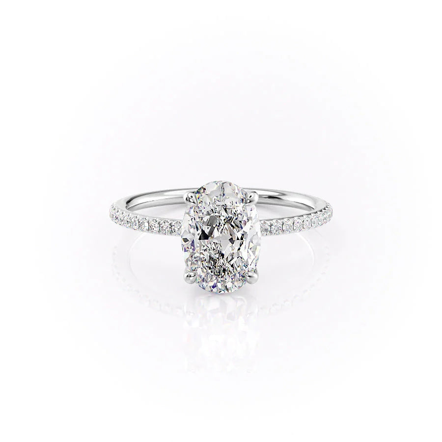 The Pave Cecelia Set With Oval Pave Lab Diamond 1 Carat 14K White#material_14k-white