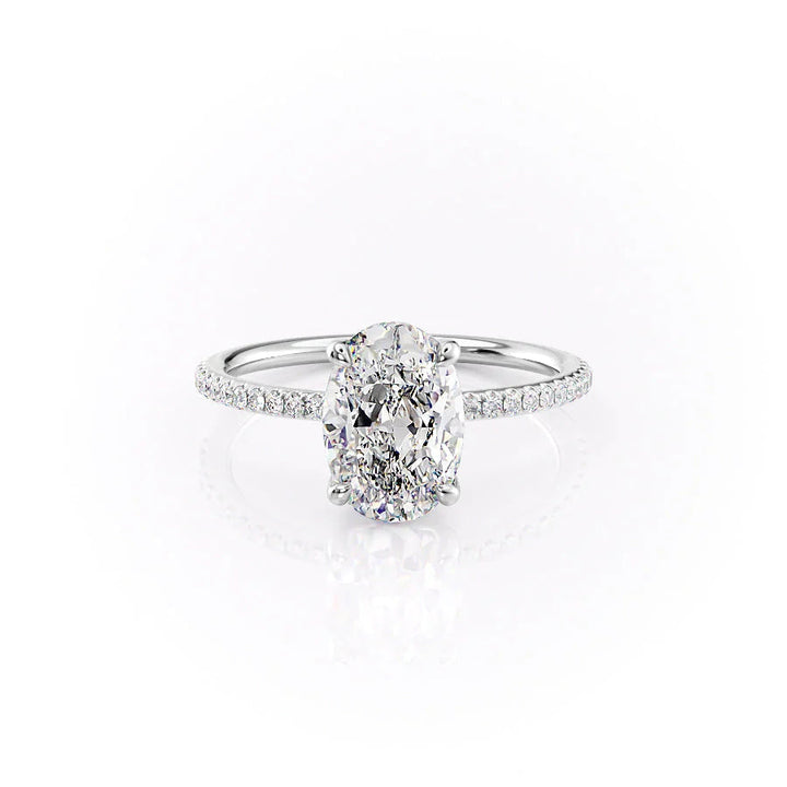 The Pave Cecelia Set With Oval Pave Lab Diamond 1 Carat 18K White#material_18k-white