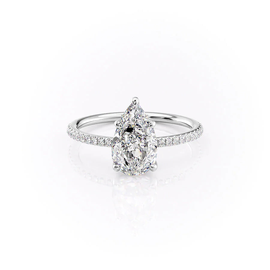 The Pave Cecelia Set With Pear Pave Lab Diamond 1 Carat 14K White#material_14k-white