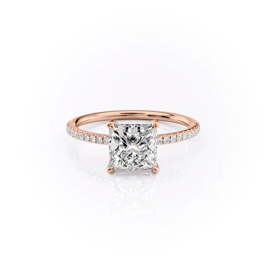 The Pave Cecelia Set With Princess Pave Lab Diamond 1 Carat 14K Rose#material_14k-rose