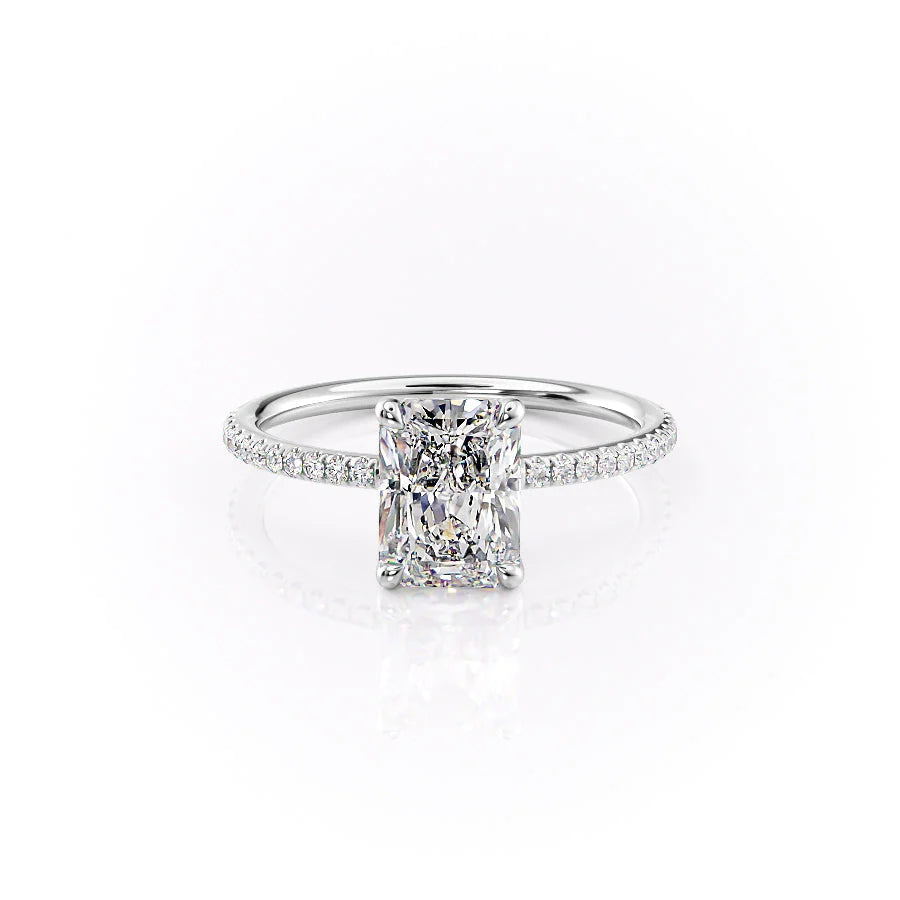 The Pave Cecelia Set With Radiant Pave Lab Diamond 1 Carat 14K White#material_14k-white