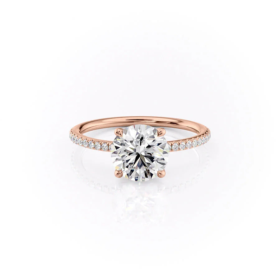 The Pave Cecelia Set With Round Pave Lab Diamond 1 Carat 14K Rose#material_14k-rose