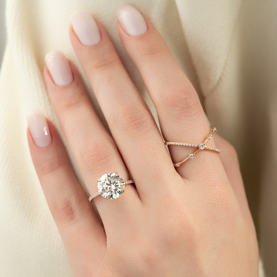 The Pave Cecelia Set With Round Pave Lab Diamond 2 Carat 14K Rose#material_14k-rose