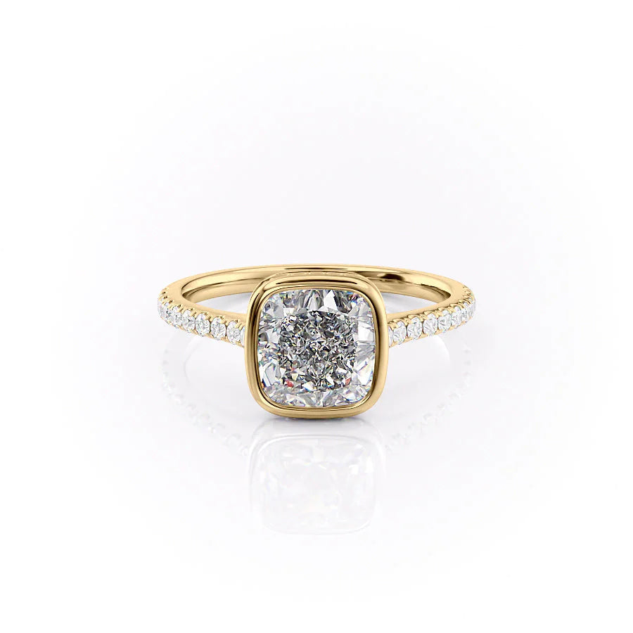 The Pave Christine Set With Cushion Pave Lab Diamond 1 Carat 14K Gold#material_14k-gold