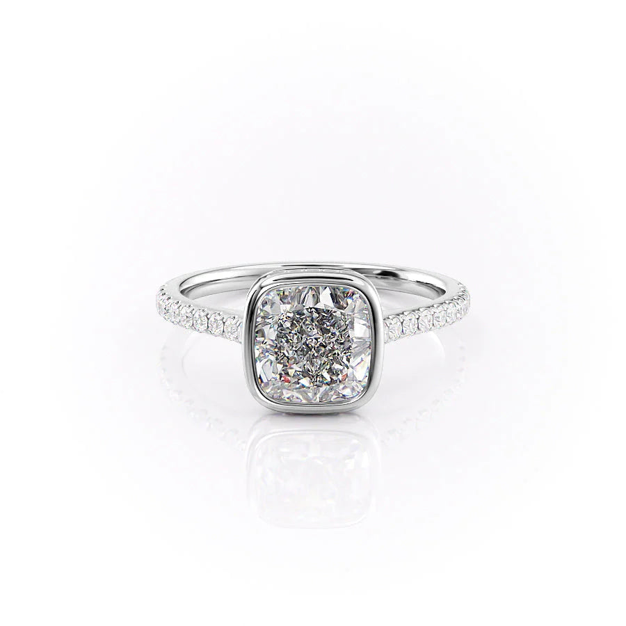 The Pave Christine Set With Cushion Pave Lab Diamond 1 Carat 14K White#material_14k-white