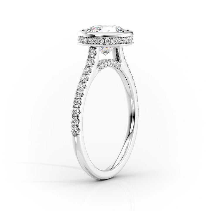 The Pave Christine Set With Cushion Pave Lab Diamond 1.5 Carat 14K White#material_14k-white