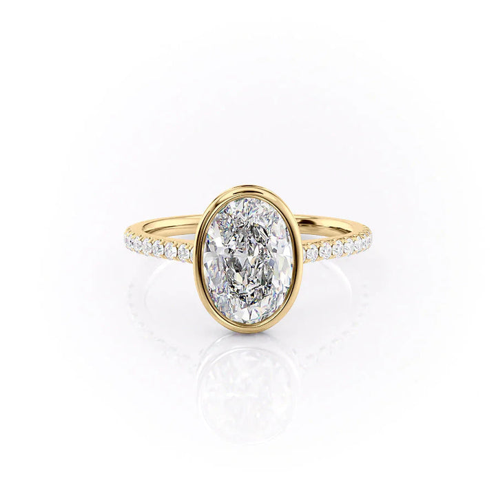 The Pave Christine Set With Oval Pave Lab Diamond 1 Carat 14K Gold#material_14k-gold