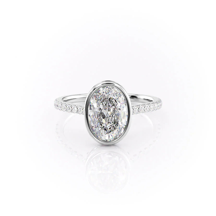 The Pave Christine Set With Oval Pave Moissanite#material_14k-white