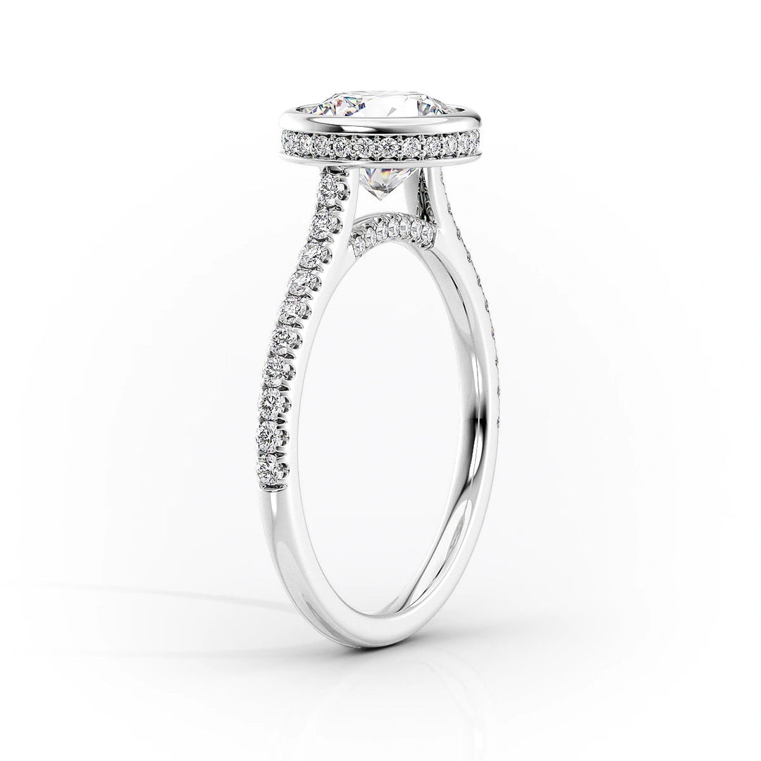 The Pave Christine Set With Oval Pave Lab Diamond 1.5 Carat 14K White#material_14k-white