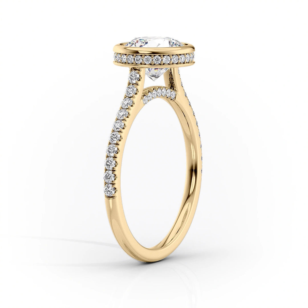 The Pave Christine Set With Oval Pave Moissanite#material_18k-gold