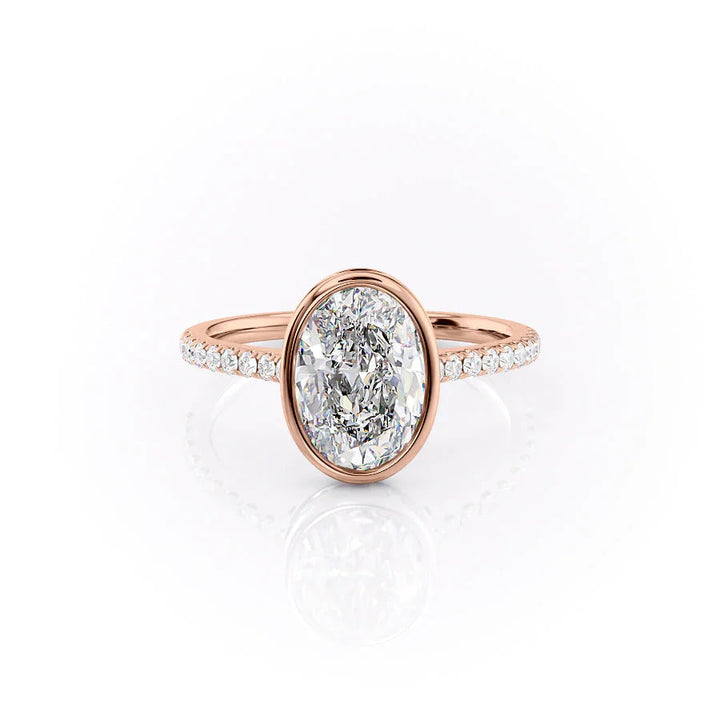 The Pave Christine Set With Oval Pave Lab Diamond 1 Carat 18K Rose#material_18k-rose