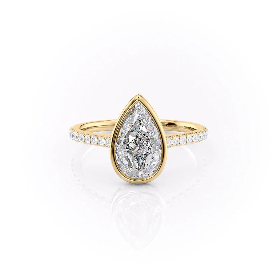 The Pave Christine Set With Pear Pave Lab Diamond 1 Carat 14K Gold#material_14k-gold