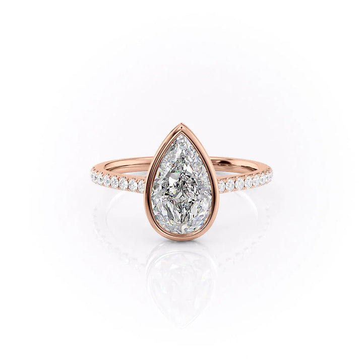 The Pave Christine Set With Pear Pave Lab Diamond 1 Carat 14K Rose#material_14k-rose