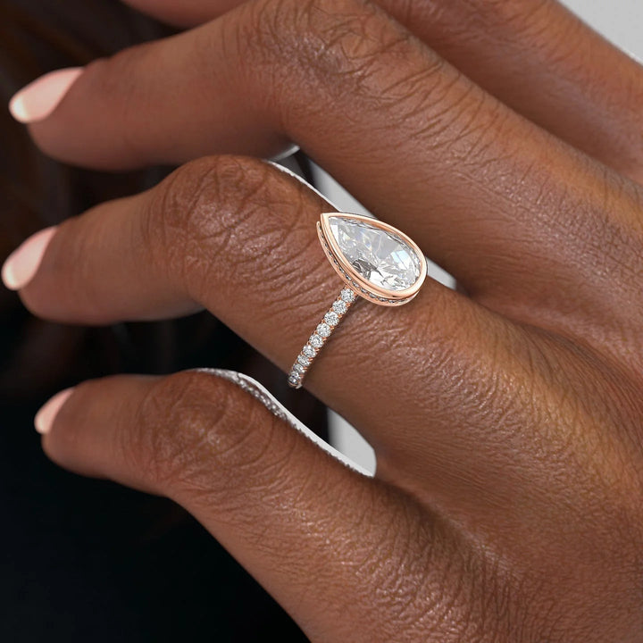 The Pave Christine Set With Pear Pave Moissanite#material_14k-rose