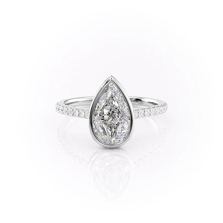 The Pave Christine Set With Pear Pave Lab Diamond 1 Carat 14K White#material_14k-white