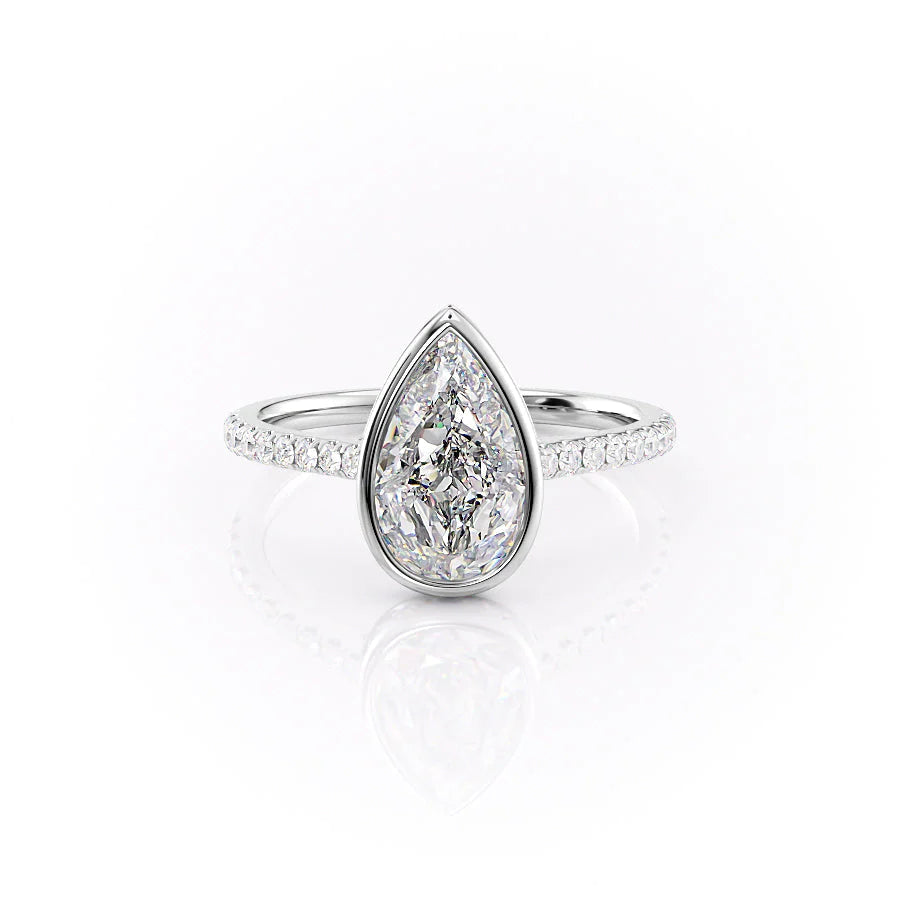 The Pave Christine Set With Pear Pave Lab Diamond 1 Carat 18K White#material_18k-white