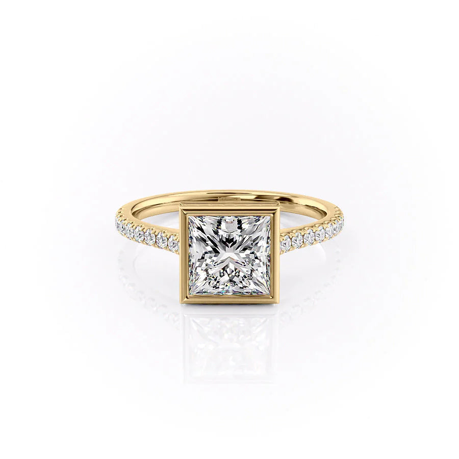 The Pave Christine Set With Princess Pave Lab Diamond 1 Carat 14K Gold#material_14k-gold