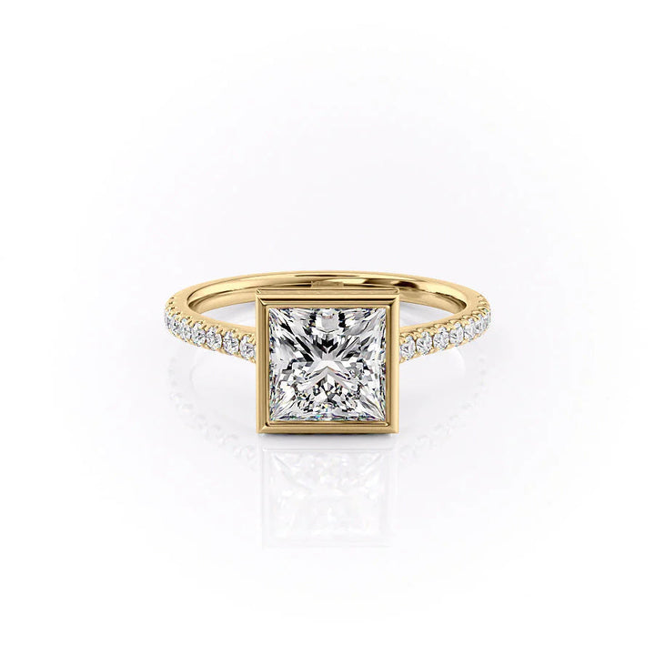 The Pave Christine Set With Princess Pave Lab Diamond 1 Carat 14K Gold#material_14k-gold