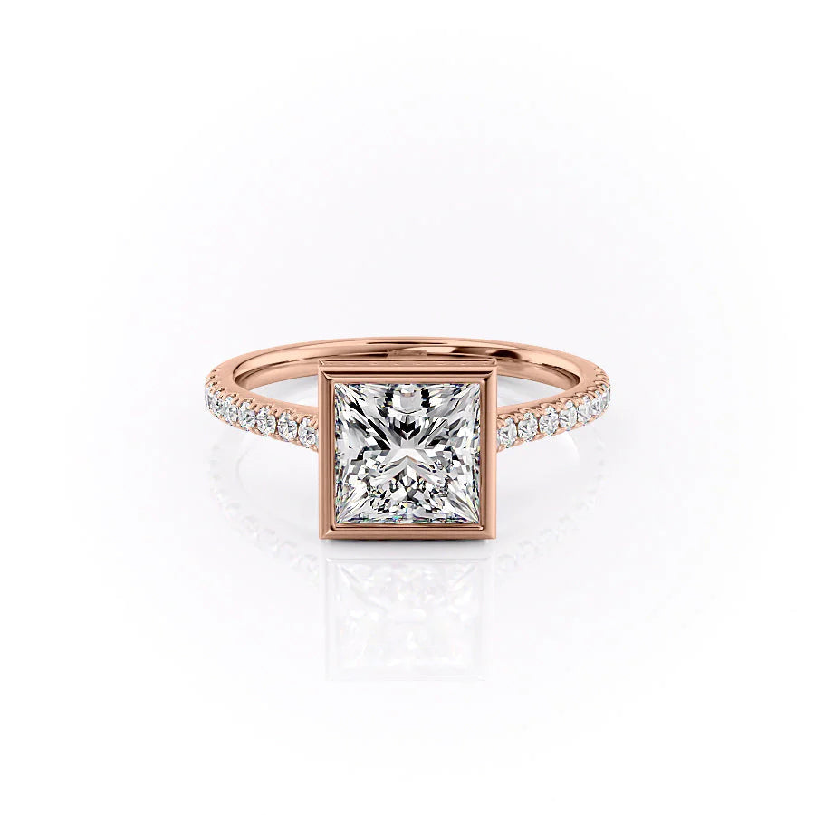 The Pave Christine Set With Princess Pave Lab Diamond 1 Carat 14K Rose#material_14k-rose