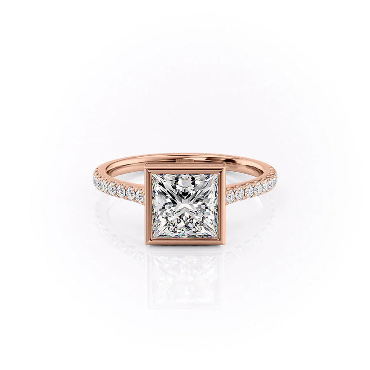 The Pave Christine Set With Princess Pave Lab Diamond 1 Carat 14K Rose#material_14k-rose