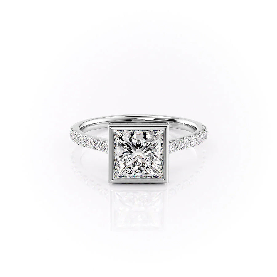 The Pave Christine Set With Princess Pave Lab Diamond 1 Carat 14K White#material_14k-white