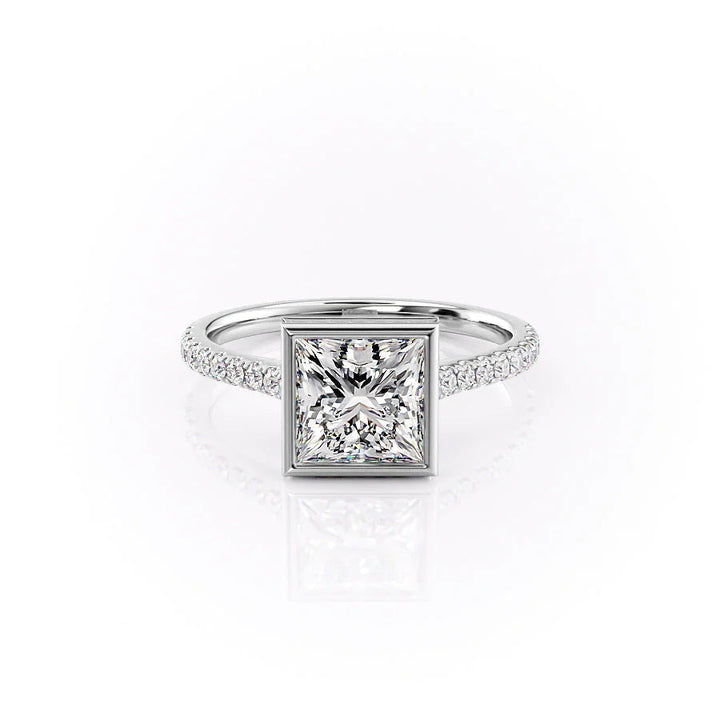 The Pave Christine Set With Princess Pave Moissanite#material_14k-white