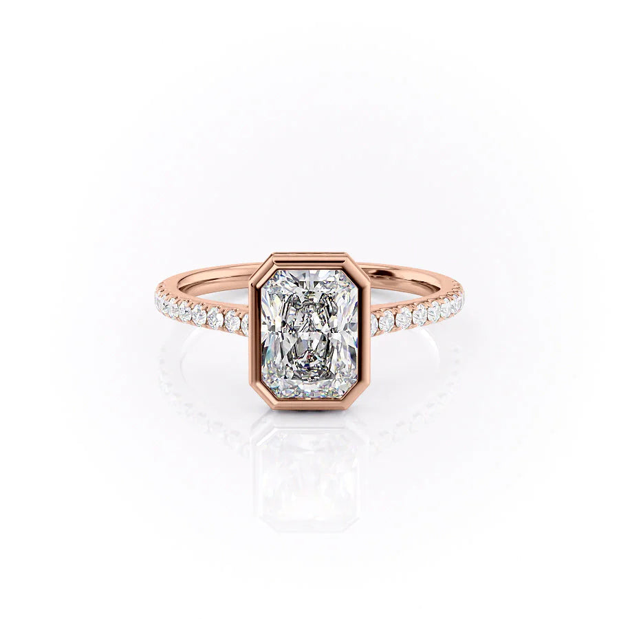 The Pave Christine Set With Radiant Pave Lab Diamond 1 Carat 14K Rose#material_14k-rose