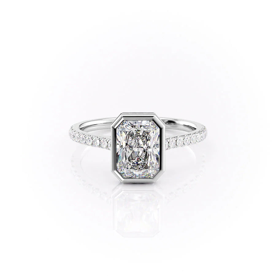 The Pave Christine Set With Radiant Pave Lab Diamond 1 Carat 14K White#material_14k-white