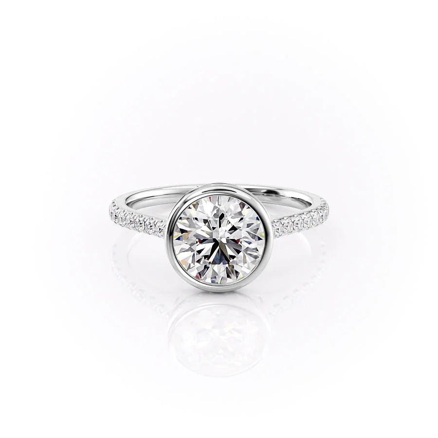 The Pave Christine Set With Round Pave Lab Diamond 1 Carat 18K White#material_18k-white