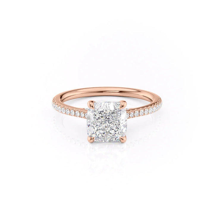 The Pave Clara Set With Cushion Pave Lab Diamond 1 Carat 14K Rose#material_14k-rose