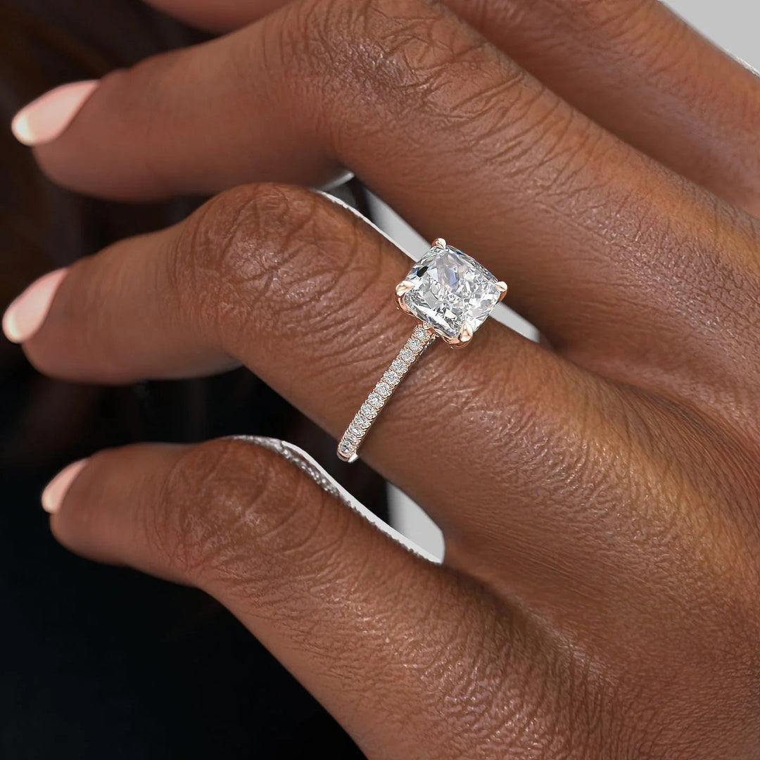 The Pave Clara Set With Cushion Pave Moissanite#material_14k-rose