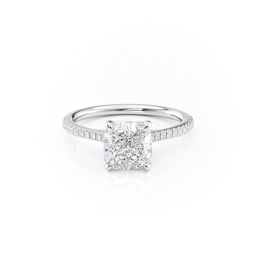 The Pave Clara Set With Cushion Pave Lab Diamond 1 Carat 14K White#material_14k-white