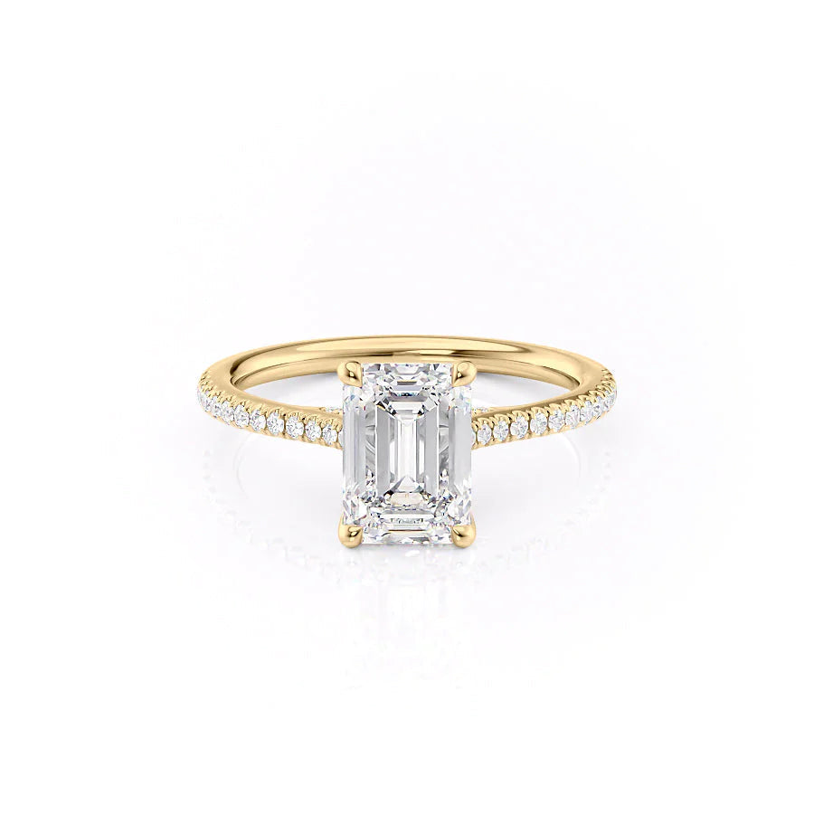 The Pave Clara Set With Emerald Pave Moissanite#material_14k-gold