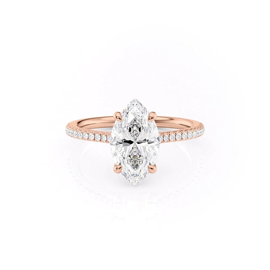 The Pave Clara Set With Marquise Pave Lab Diamond 1 Carat 14K Rose#material_14k-rose