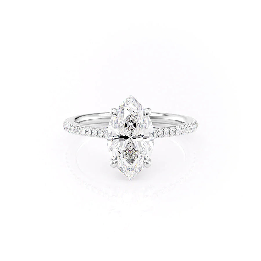 The Pave Clara Set With Marquise Pave Lab Diamond 1 Carat 14K White#material_14k-white