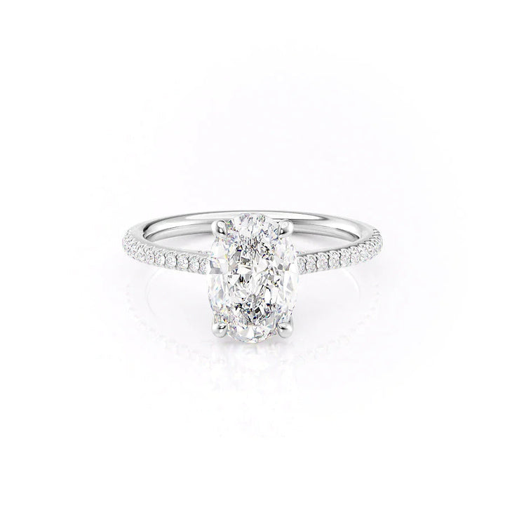 The Pave Clara Set With Oval Pave Lab Diamond 1 Carat 14K White#material_14k-white